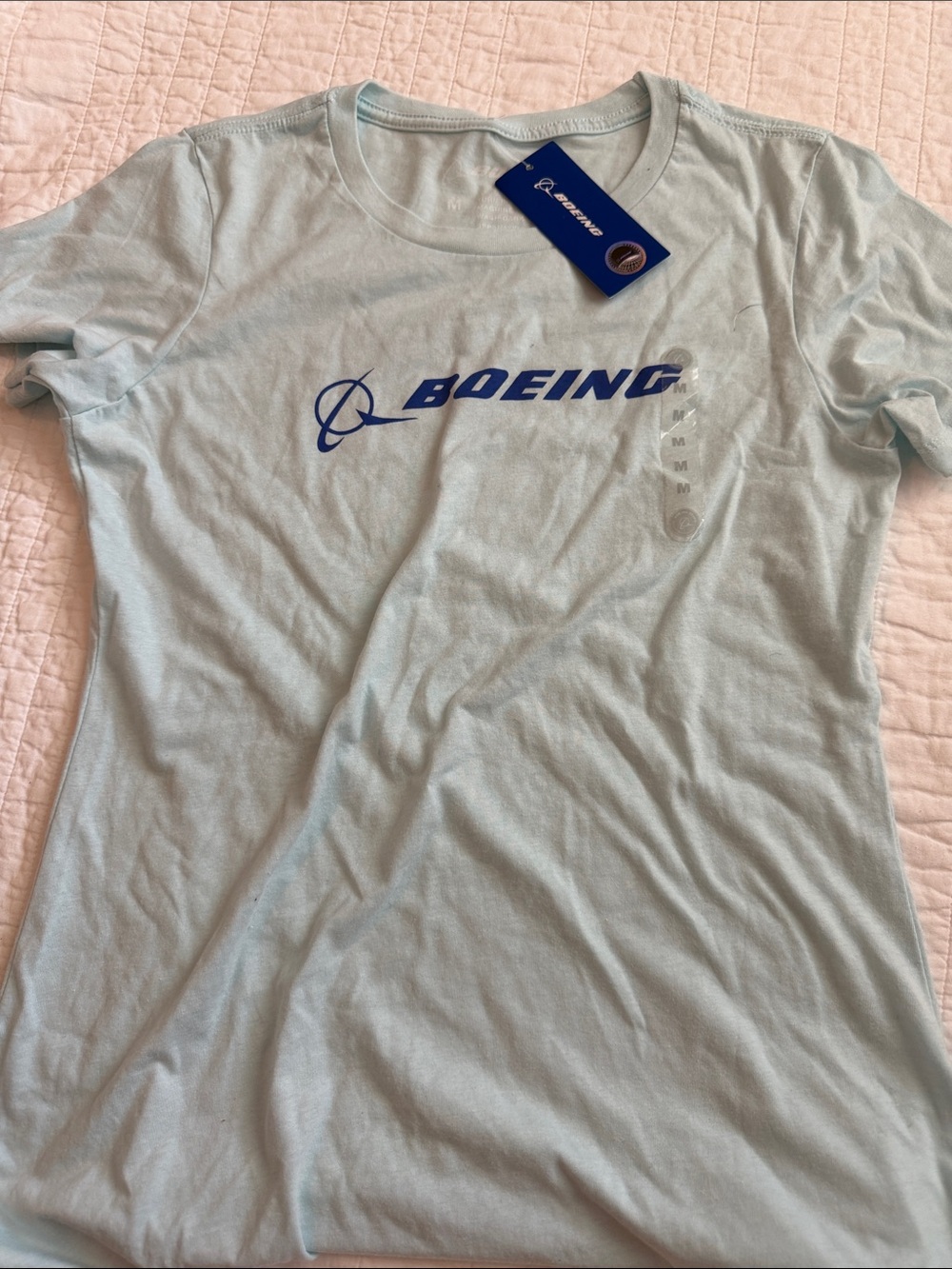 Boeing Women's Light Blue Logo Short Sleeve Tee